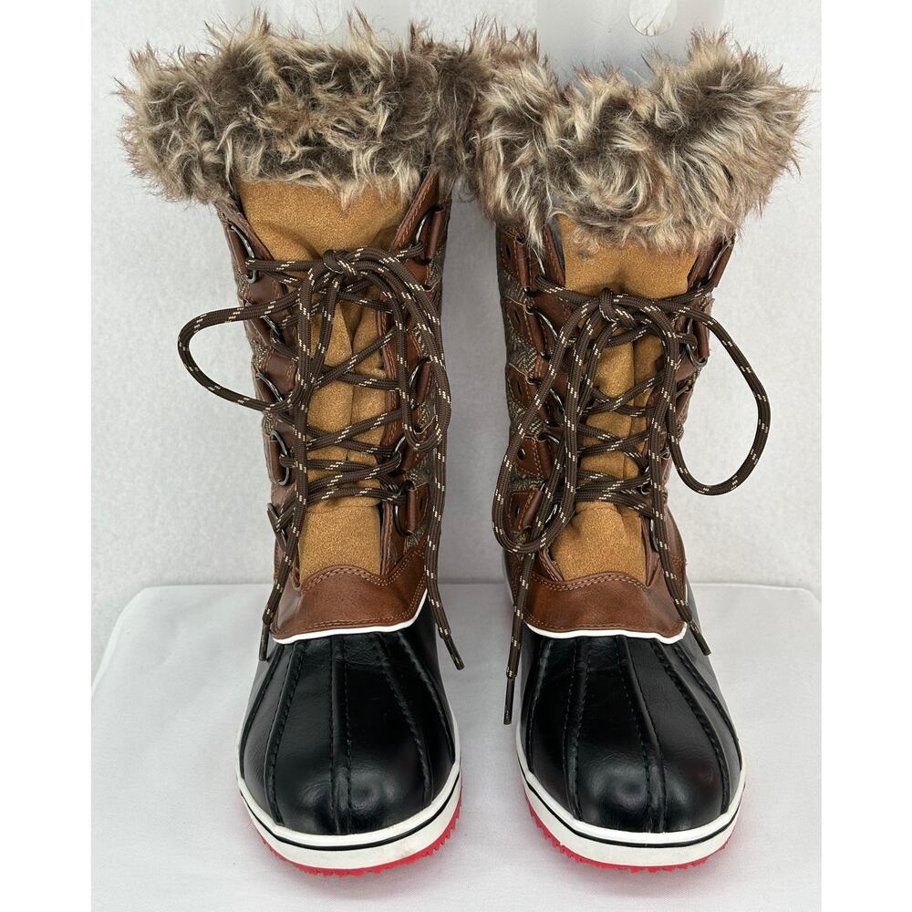 Dream Pairs Brown Mid Calf Fur Snow 3M Thinsulate Water Resistant Boots 9 - Picture 4 of 9